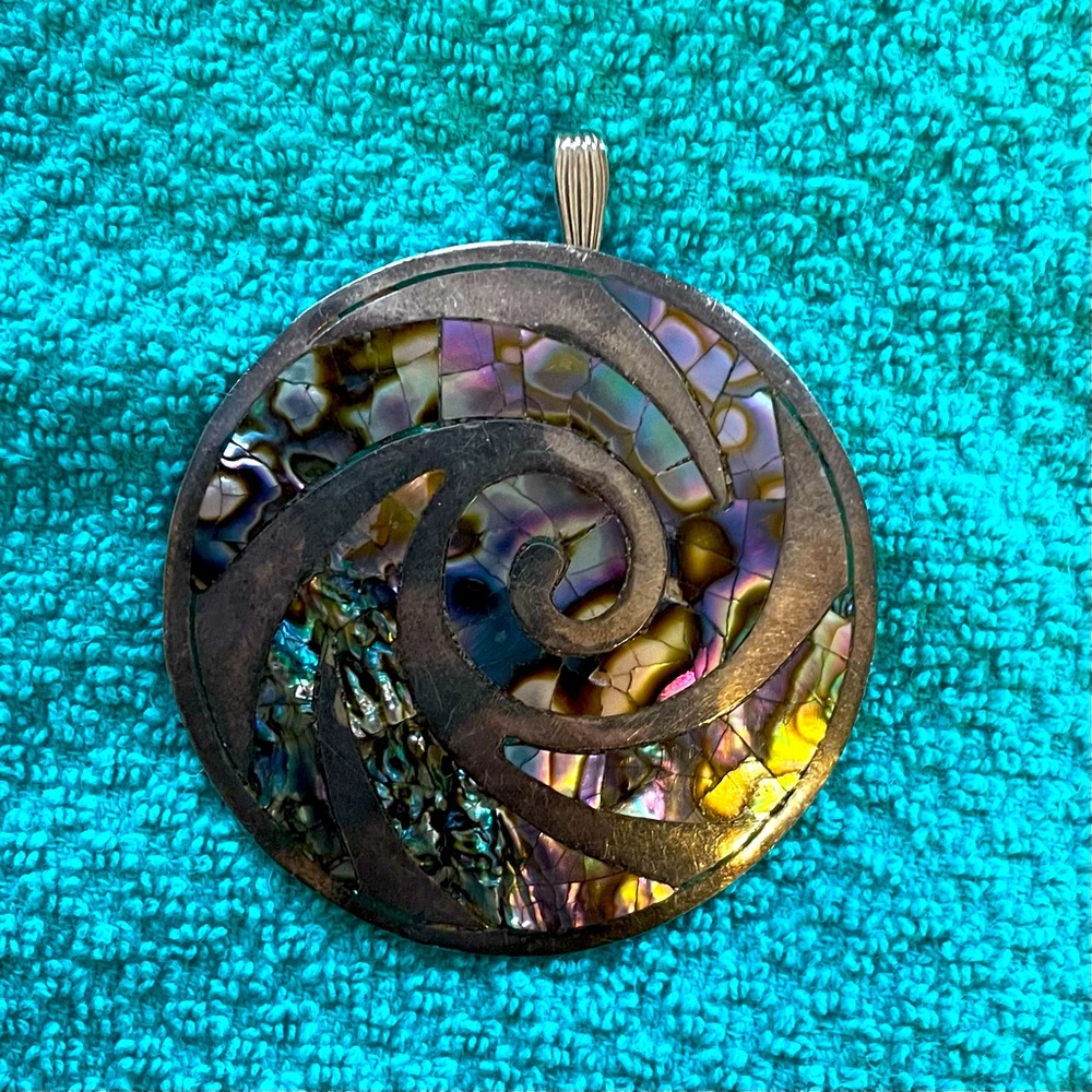 Vintage Abalone and Sterling Silver Pendant